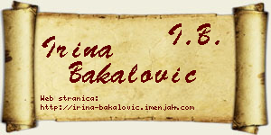 Irina Bakalović vizit kartica